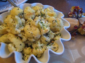 My roasted cauliflower with herbs, lemon and parmesan