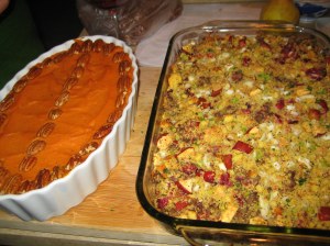 Smiths sweet potatoes and cornbread/cranberry/apple/sausage stuffing