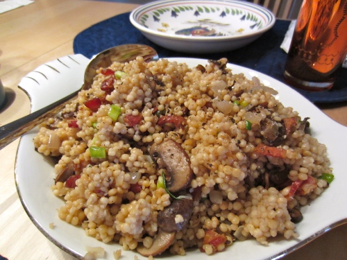 Seasoned to Taste - Truffled Israeli Couscous with Bacon and Mushrooms